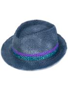 Le Chapeau - Striped Panel Hat - Women - Acrylic/paper Yarn - 57, Purple, Acrylic/paper Yarn