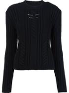 Mugler Chest Metallic Detail Pullover, Women's, Size: Medium, Black, Cashmere/wool