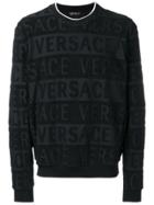 Versace Textured Logo Print Sweatshirt - Black