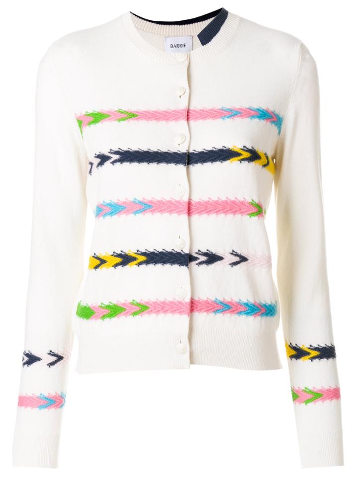 Barrie Stripe Detail Cardigan - White