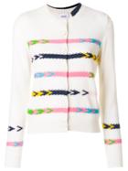 Barrie Stripe Detail Cardigan - White