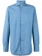 Ermenegildo Zegna - Pointed Collar Long Sleeved Shirt - Men - Cotton - Xxl, Blue, Cotton