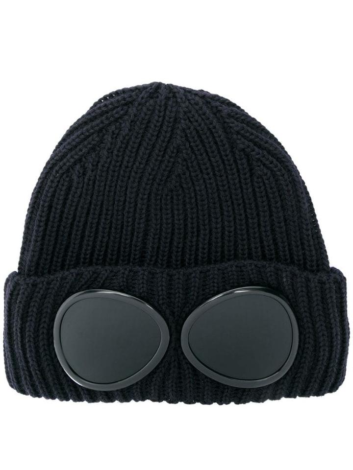 Cp Company Signature Goggles Beanie Hat - Blue