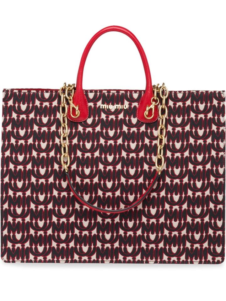 Miu Miu Jacquard Tote - Red