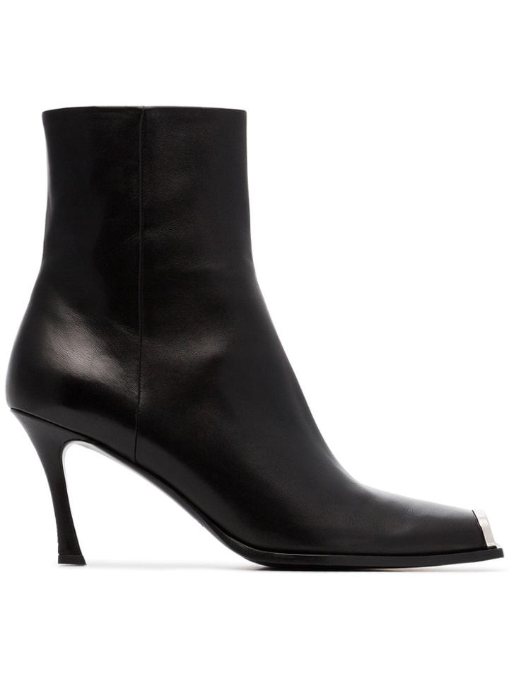 Calvin Klein 205w39nyc Ck Winsaz Lthr Sqtoe Ankl Bt - Black