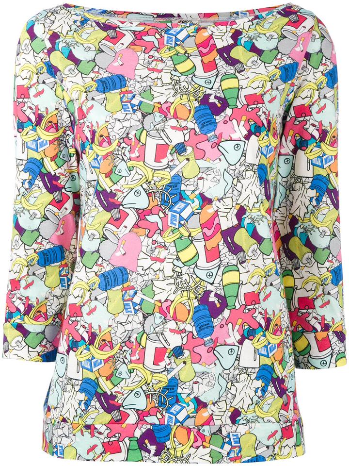 Ultràchic Rubbish Print Shirt, Women's, Size: Large, Cotton