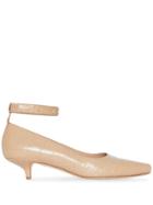 Burberry Embossed Peep-toe Kitten-heel Pumps - Brown