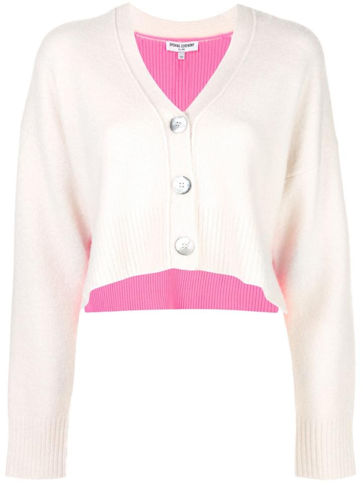 Opening Ceremony Contrast Long-sleeve Cardigan - White