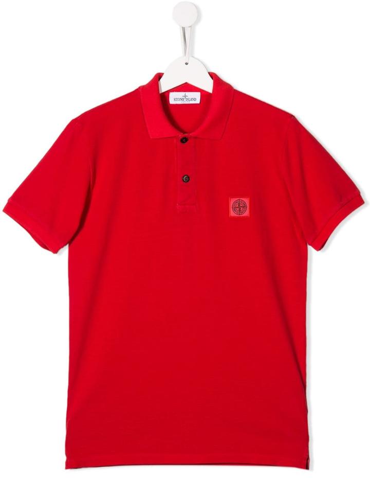Stone Island Junior Teen Chest Logo Polo Shirt - Red