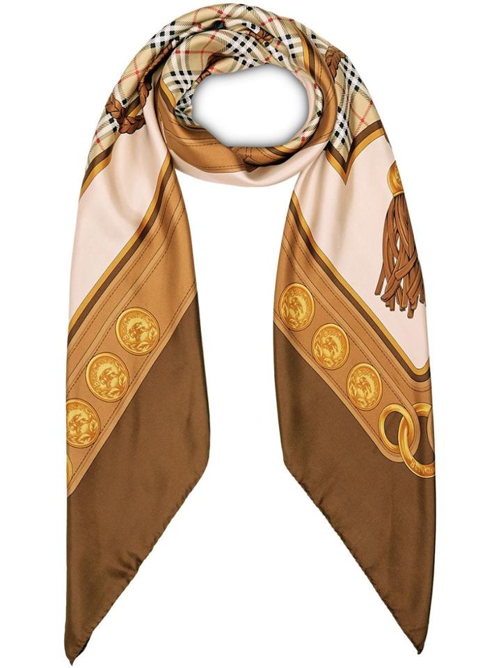 Burberry Reissued Archive Tassel Print Scarf - Brown