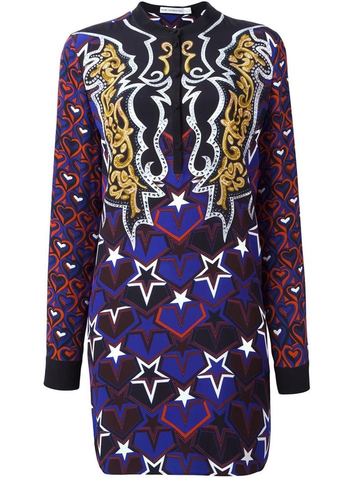 Mary Katrantzou 'cleef' Showmanship Printed Dress, Women's, Size: 14, Black, Silk