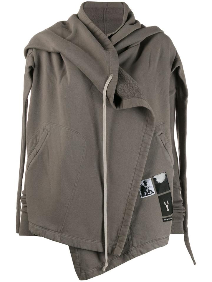Rick Owens Drkshdw Hooded Wrap Zipped Sweatshirt - Grey