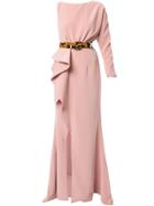 Azzi & Osta One Sleeve Ruffle Gown - Pink