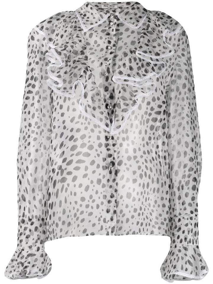 Miu Miu Dalmation-print Silk-georgette Blouse - White