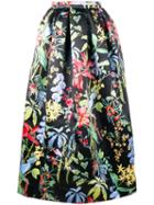 Rochas Tropical Floral Print Skirt, Women's, Size: 38, Black, Polyester/silk