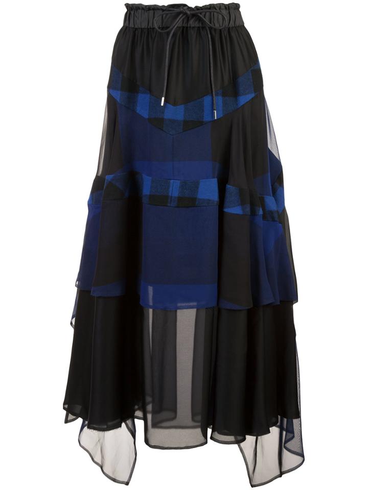 Sacai Tiered Midi Skirt - Black