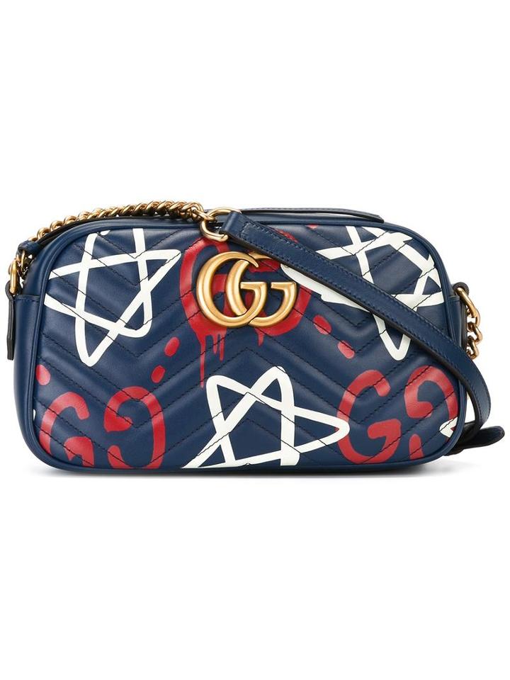 Gucci Quilted Crossbody Bag, Blue, Leather