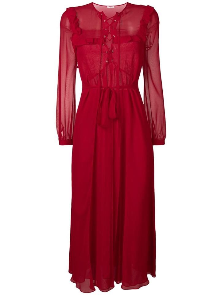 Miu Miu Long Ruffled Dress - Red
