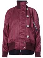 Sacai - Oversized Bomber Jacket - Women - Cotton/nylon/polyester/wool - 3, Red, Cotton/nylon/polyester/wool