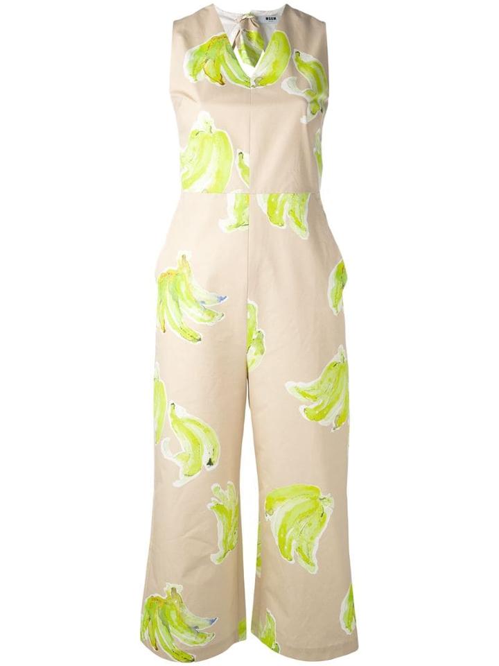Msgm Banana Print Jumpsuit - Neutrals
