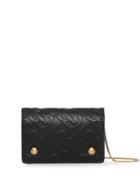 Burberry Monogram Leather Card Case With Detachable Strap - Black