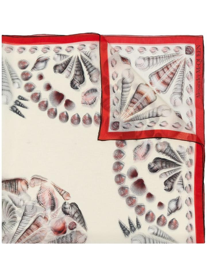 Alexander Mcqueen Shell Embroidered Scarf - Neutrals