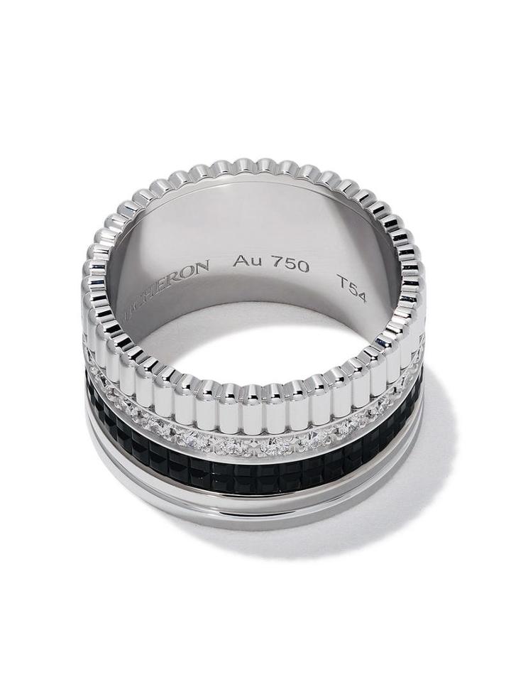 Boucheron 18kt White Gold Diamond Quatre Black Large Ring - Wg