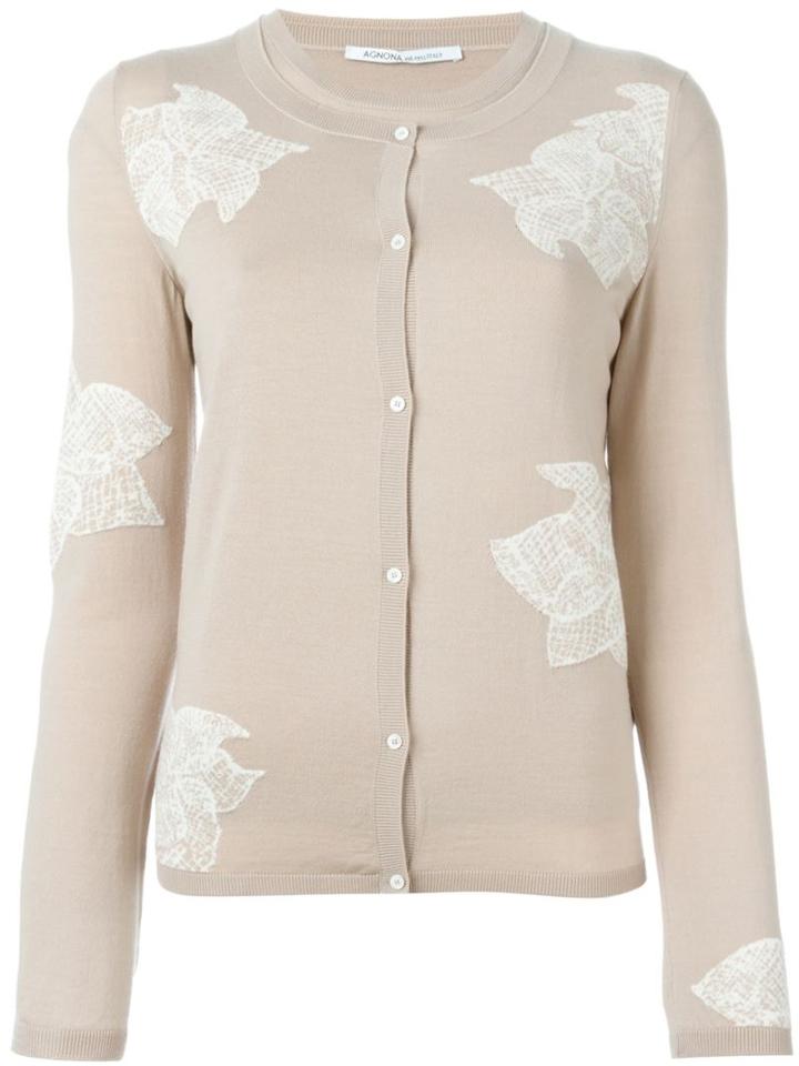 Agnona Cardigan And Knit Top Two-piece Set, Women's, Size: Medium, Nude/neutrals, Wool