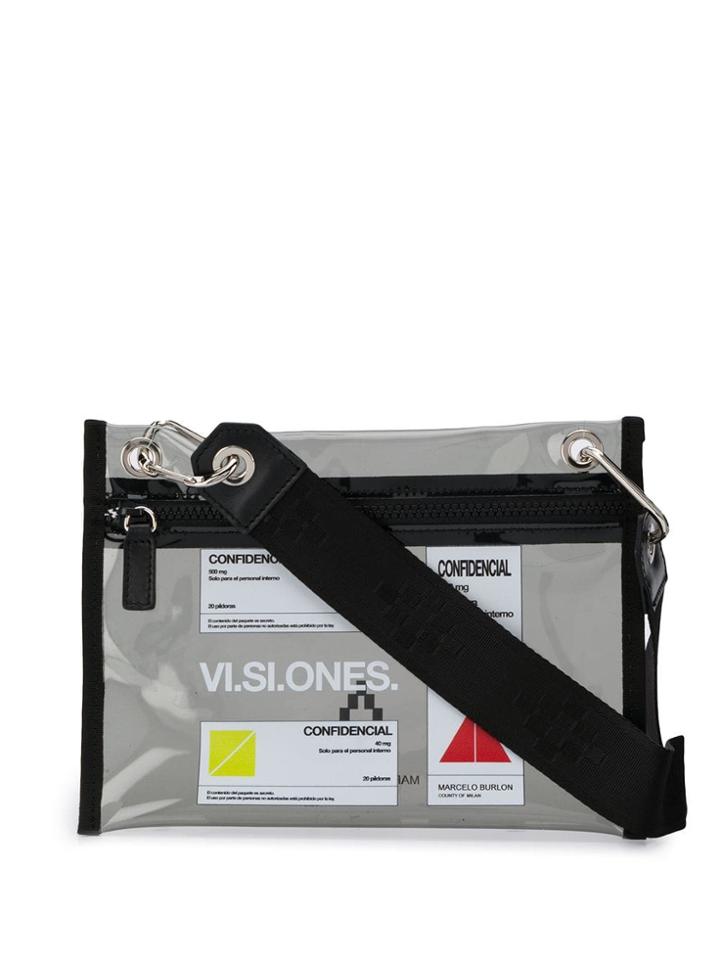 Marcelo Burlon County Of Milan Transparent Pochette Bag - Black