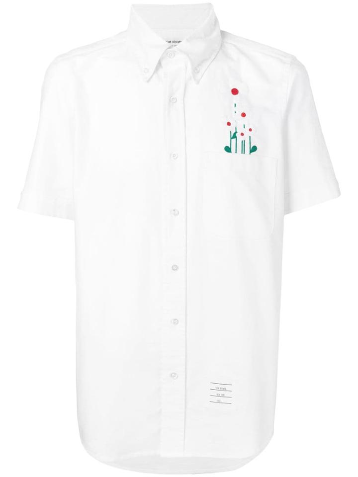 Thom Browne Embroidered Daisy Oxford Shirt - White