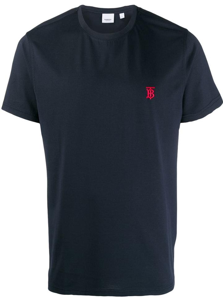 Burberry Embroidered Monogram Motif T-shirt - Blue