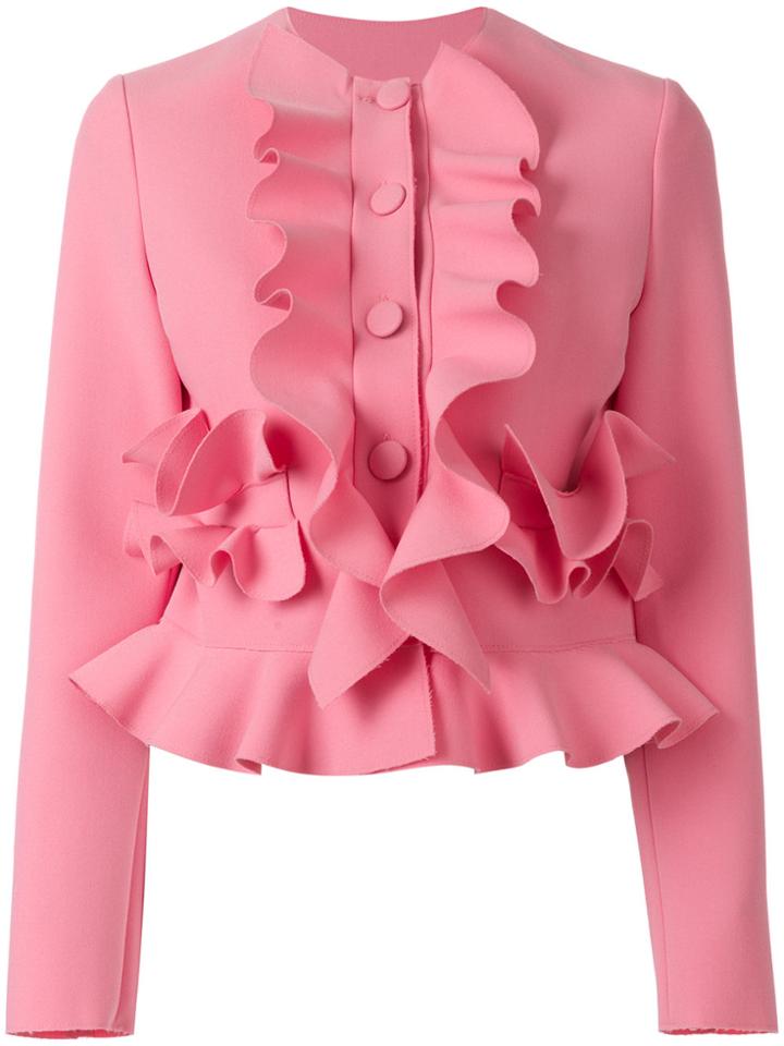 Msgm Fitted Ruffle Jacket - Pink & Purple