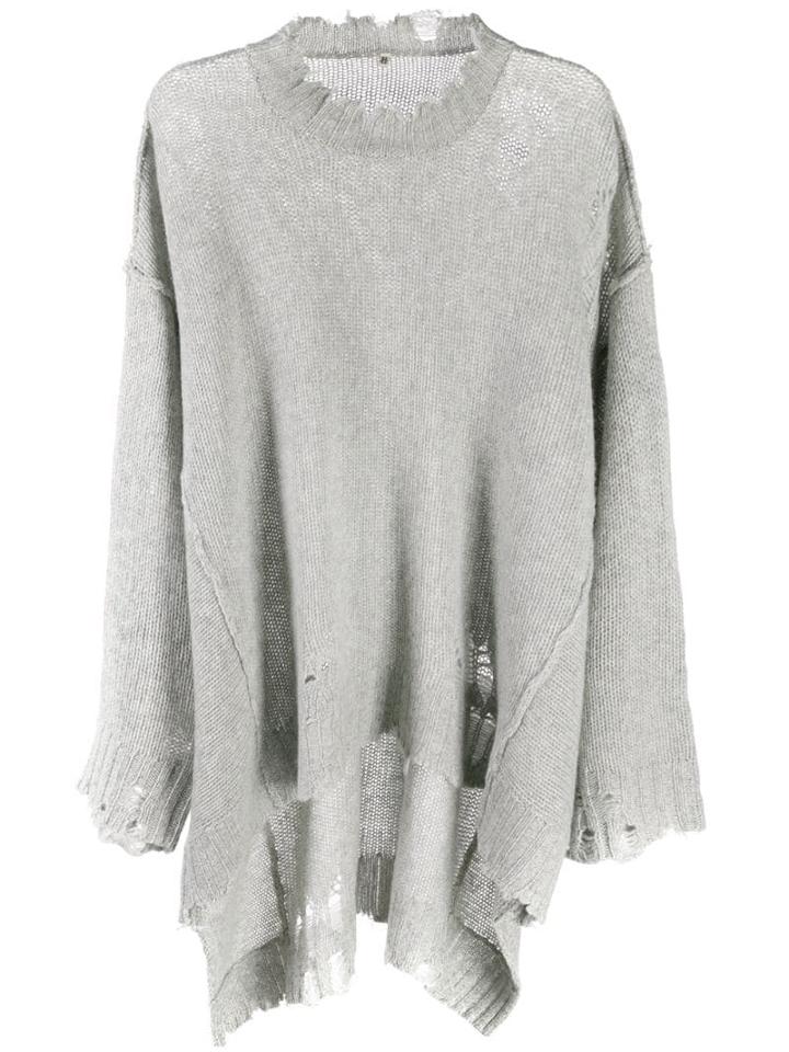 R13 Distressed Knit Jumper - Grey