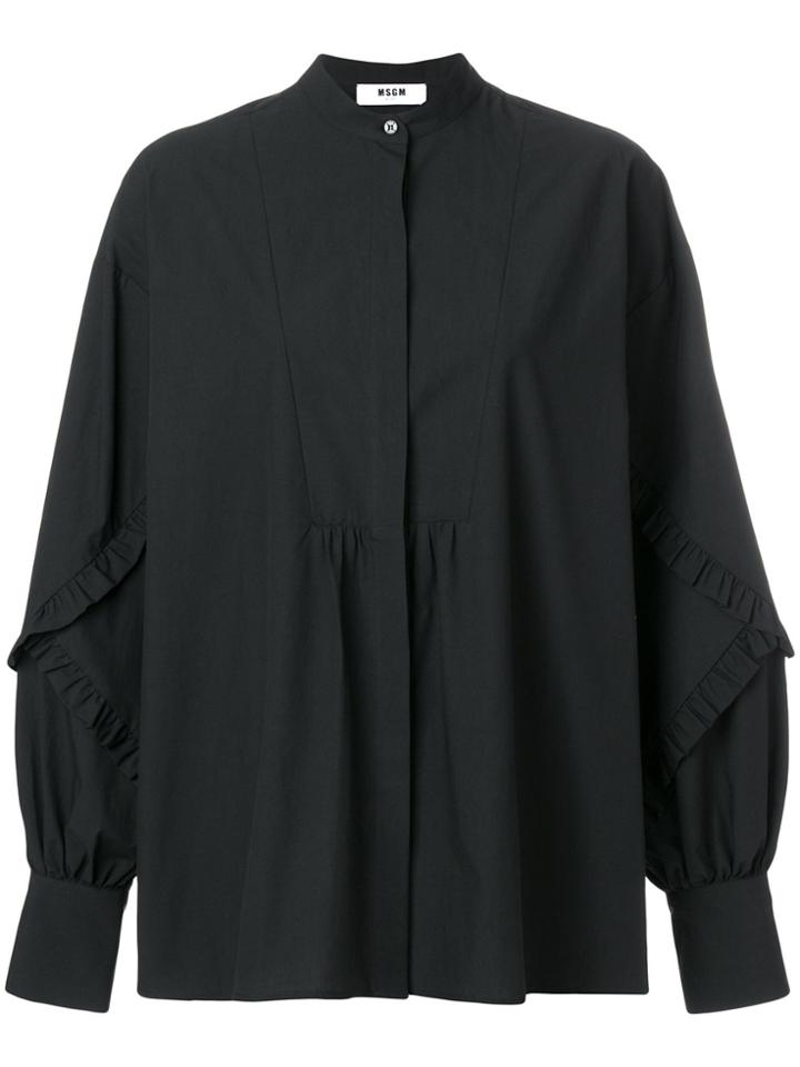 Msgm Balloon Sleeve Ruffled Shirt - Black