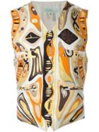 Emilio Pucci Vintage Classic Print Waistcoat, Adult Unisex, Size: Medium, Orange