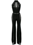Balmain Mesh Panel Halterneck Jumpsuit - Black