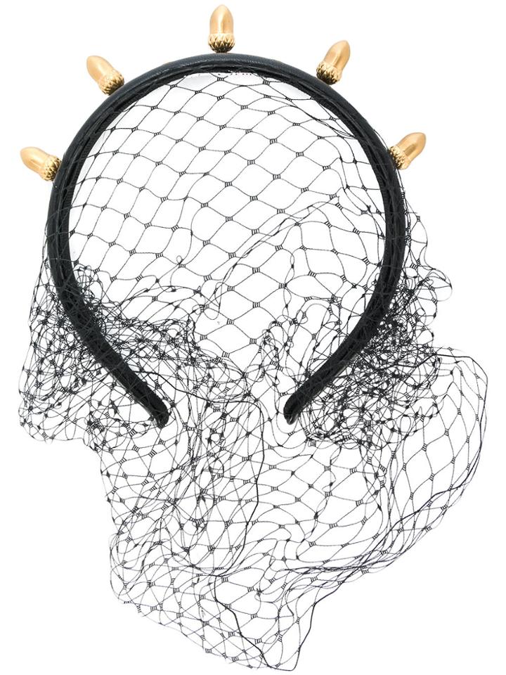 Red Valentino Acorn Detail Net Hairband - Black