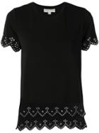 Michael Michael Kors Riveted Open Embroidery Tee - Black