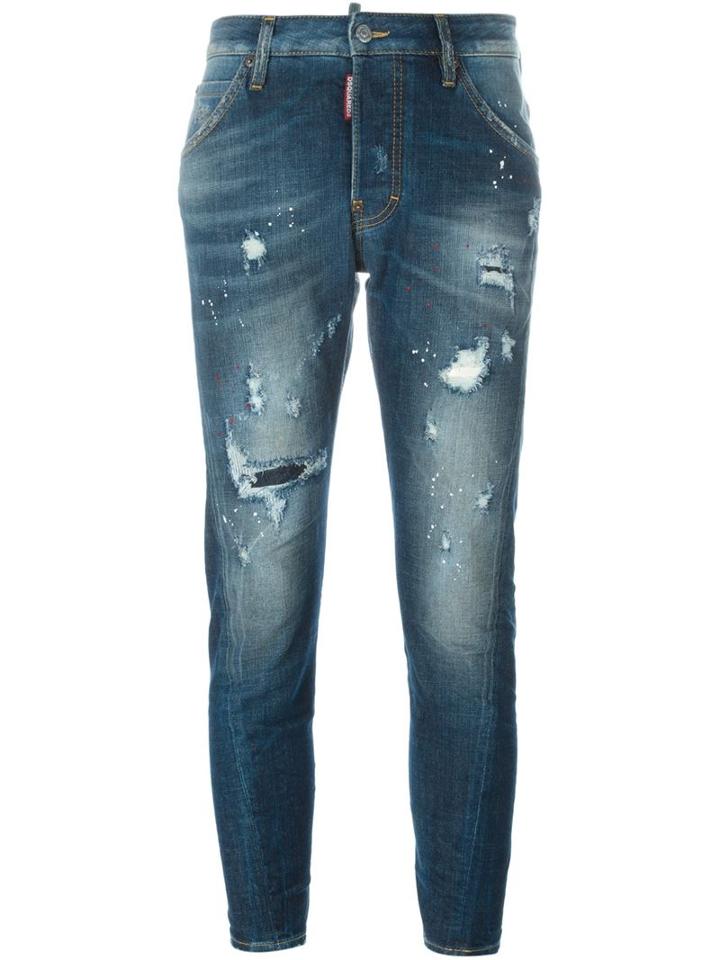 Dsquared2 'kenny Twist' Jeans, Women's, Size: 40, Blue, Cotton/spandex/elastane/polyester/calf Leather