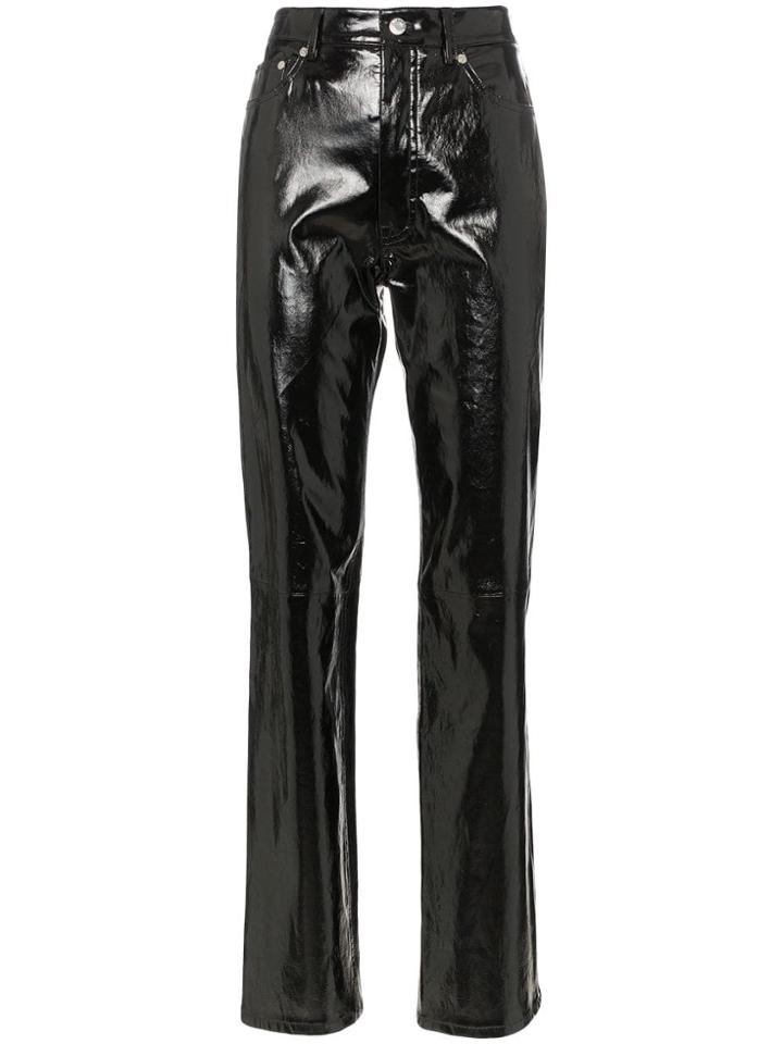 Helmut Lang Straight Leg Patent Leather Trousers - Black