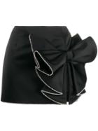 Area Satin Bow Mini Skirt - Black