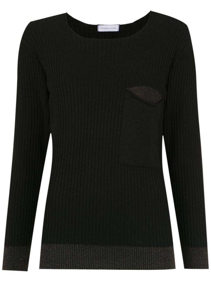 Mara Mac Ribbed Knit Blouse - Black