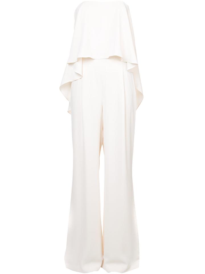Halston Heritage Strapless Drape Jumpsuit - White