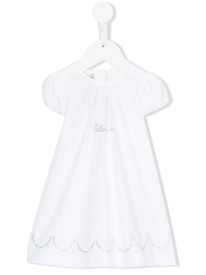 Miss Blumarine - Rhinestone Embellished Dress - Kids - Cotton/polyester/spandex/elastane - 6 Mth, White
