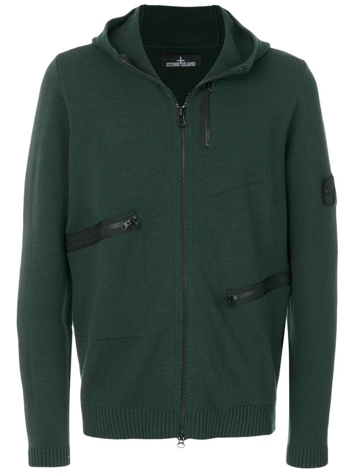 Stone Island Shadow Project Asymmetric Zipped Hoodie - Green
