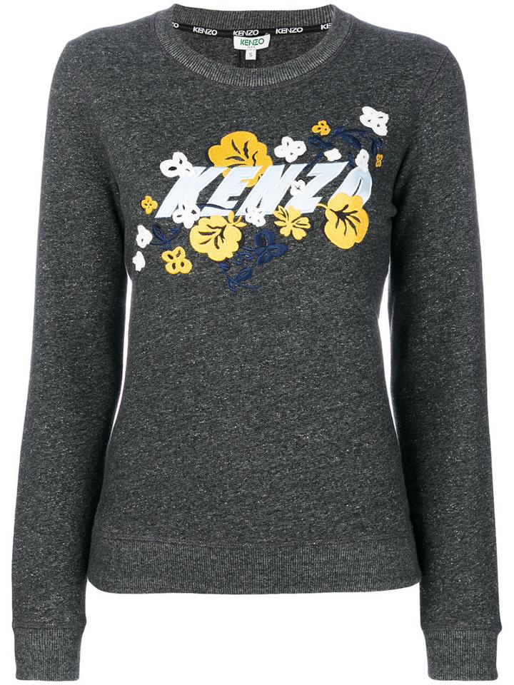 Kenzo - Kenzo X Floral Leaf Sweatshirt - Women - Cotton - Xs, Grey, Cotton