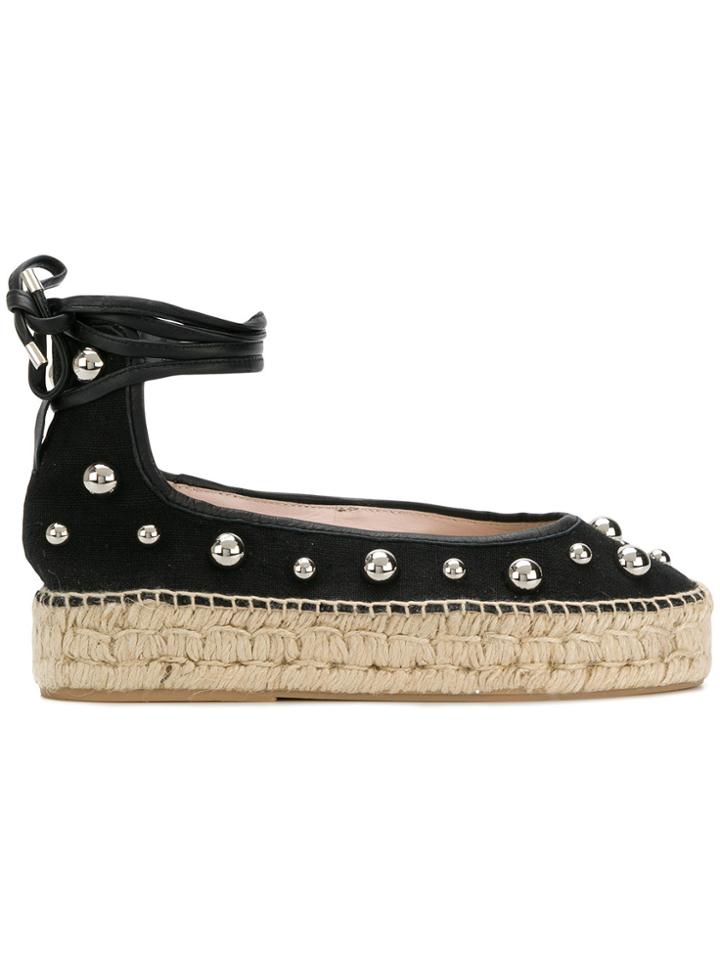 Premiata Studded Chunky Sole Lace Up Espadrilles - Black
