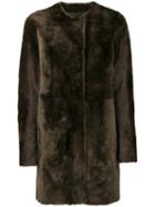 Drome - Furry Detail Buttoned Up Coat - Women - Lamb Skin/leather - S, Green, Lamb Skin/leather