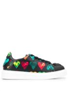 Versace Heart Print Low Top Sneakers - Black