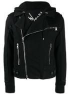 Balmain Off-centre Front Zipped Jacket - Black